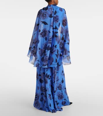 Tie-neck floral silk voile gown | Erdem