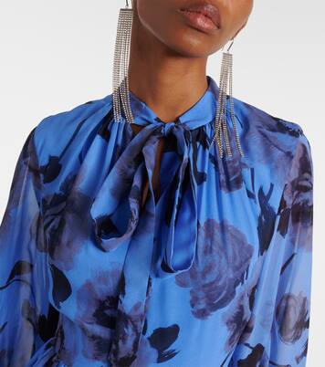 Tie-neck floral silk voile gown | Erdem