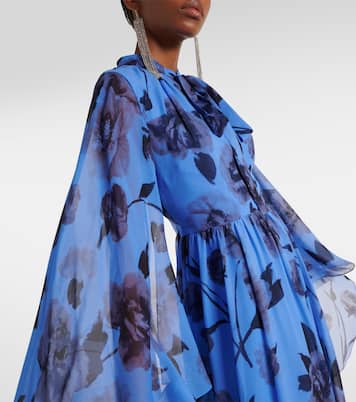 Tie-neck floral silk voile gown | Erdem