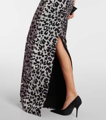 Leopard-print strapless velvet gown | Alex Perry