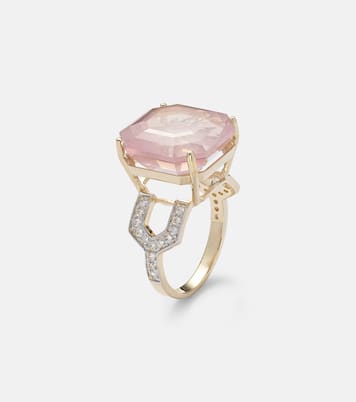 14kt gold ring with topaz and diamonds | Mateo