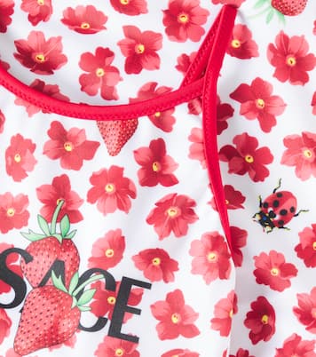 Strawberry Garden bow-detail floral swimsuit | Versace Kids