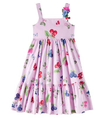 Printed cotton poplin dress | Monnalisa