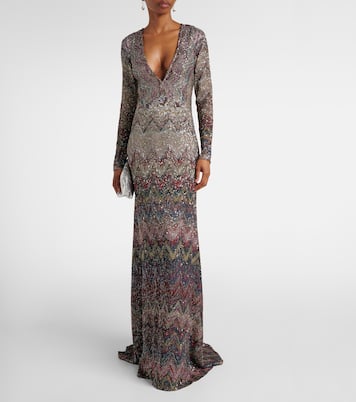 Maxikleid aus Häkelstrick mit Pailletten | Missoni