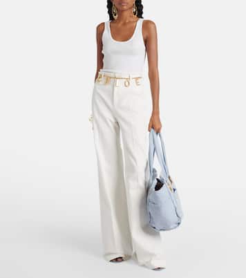 High-rise cotton canvas flared pants | Chloé