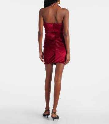 Chain-detail draped velvet minidress | Balmain