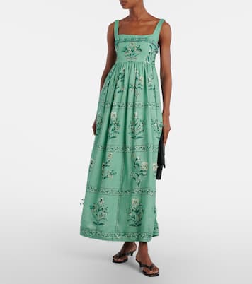 Besticktes Maxikleid Barbara aus Leinen | Agua by Agua Bendita