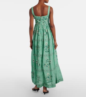 Besticktes Maxikleid Barbara aus Leinen | Agua by Agua Bendita