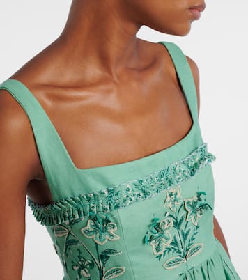 Besticktes Maxikleid Barbara aus Leinen | Agua by Agua Bendita