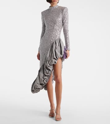 Robe midi asymétrique à sequins | Rotate