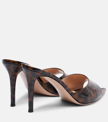 Elle 85 leopard-print patent leather sandals | Gianvito Rossi