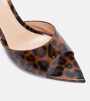 Elle 85 leopard-print patent leather sandals | Gianvito Rossi