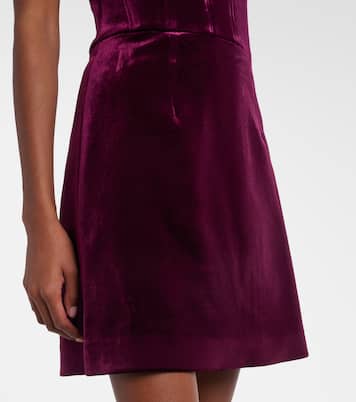 Vestido corto de terciopelo con aplique floral | Rebecca Vallance