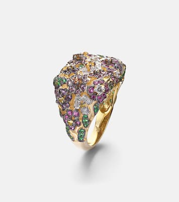 Bague Jolie Fleur en or 9 ct, diamants, saphirs, améthystes et tsavorites | Yvonne Léon