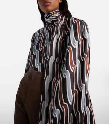 Bedruckte Schluppenbluse aus Seiden-Twill | Gucci