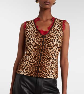 Lace-trimmed leopard-print top | Jacques Wei