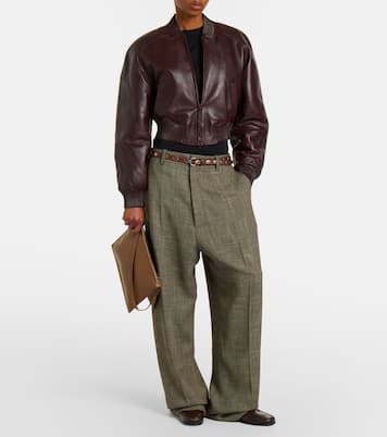 Cropped leather bomber jacket | Phoebe Philo