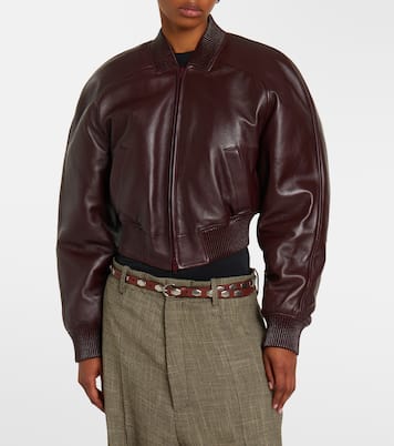 Cropped leather bomber jacket | Phoebe Philo