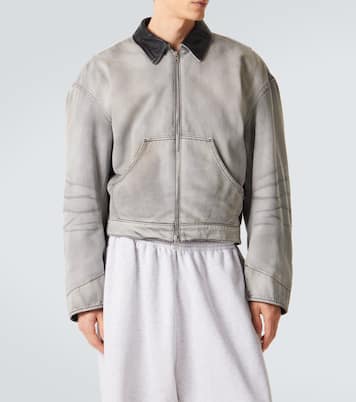 Leather-trimmed denim jacket | Acne Studios