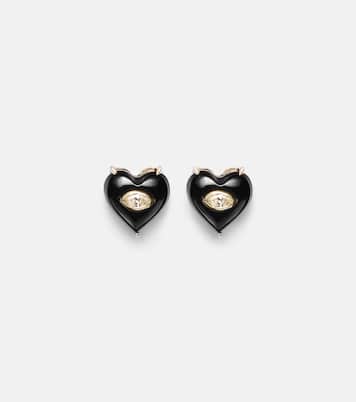 Boucles d’oreilles en or 14 ct (585/1000), diamants et onyx | Sydney Evan