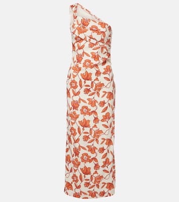 Chloe one-shoulder floral linen-blend midi dress | SIR