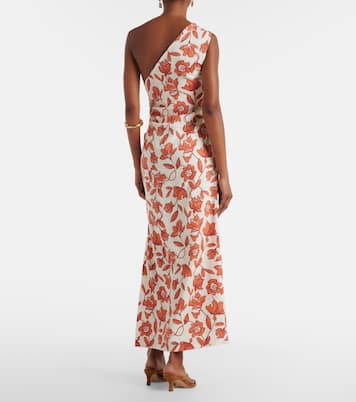 Chloe one-shoulder floral linen-blend midi dress | SIR