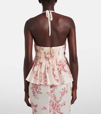 Caña floral pleated linen top | Agua by Agua Bendita