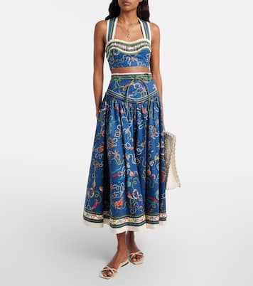 Falda larga Cove de algodón estampada | Alémais