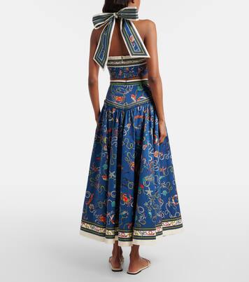 Falda larga Cove de algodón estampada | Alémais