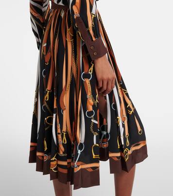 Printed tie-neck silk shirt dress | Gucci