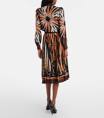 Printed tie-neck silk shirt dress | Gucci