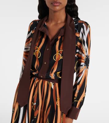 Printed tie-neck silk shirt dress | Gucci