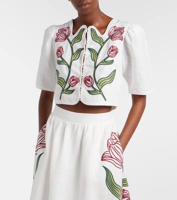 Chemise courte en lin brodée | Farm Rio