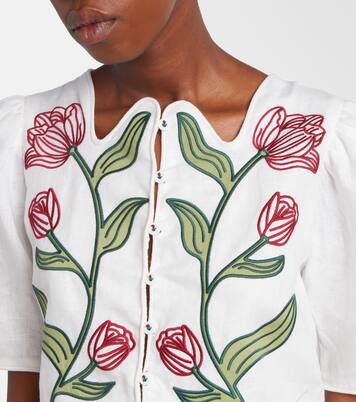 Chemise courte en lin brodée | Farm Rio