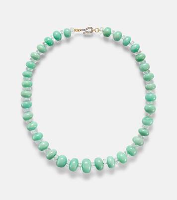 Beaded necklace with chrysoprases, topaz, and diamonds | Ileana Makri