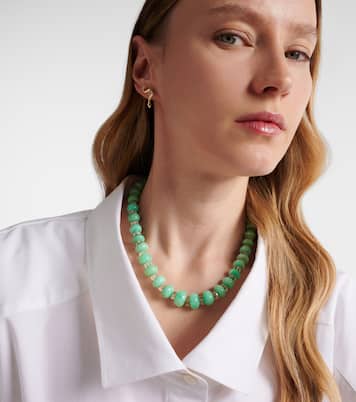 Beaded necklace with chrysoprases, topaz, and diamonds | Ileana Makri