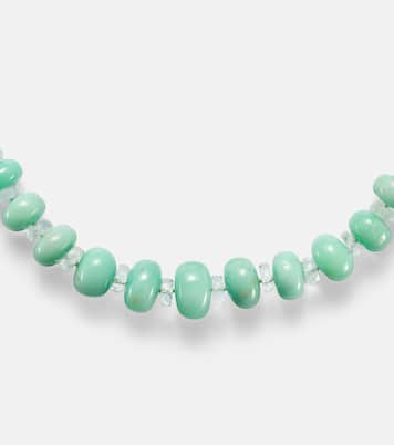 Beaded necklace with chrysoprases, topaz, and diamonds | Ileana Makri