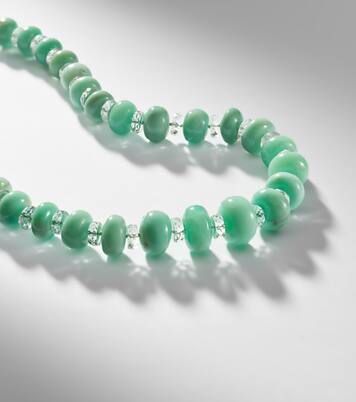 Beaded necklace with chrysoprases, topaz, and diamonds | Ileana Makri