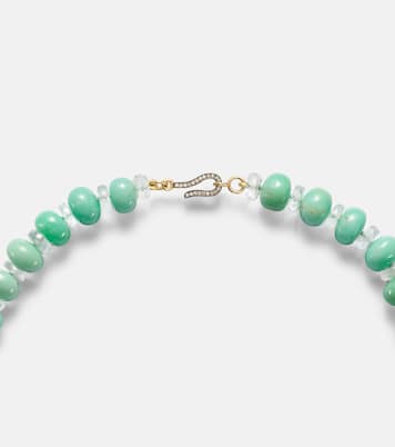 Beaded necklace with chrysoprases, topaz, and diamonds | Ileana Makri