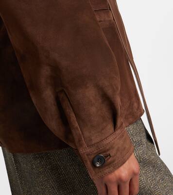 Belted shearling-trimmed suede jacket | Saint Laurent