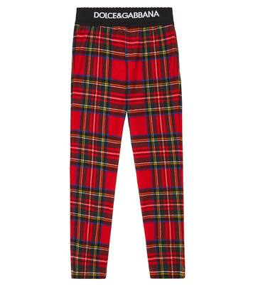 Leggings en mezcla de algodón a cuadros | Dolce&Gabbana Kids