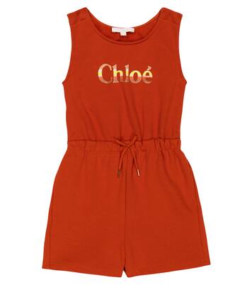 Logo cotton playsuit | Chloé Kids