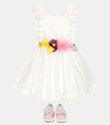 Embellished broderie anglaise dress | Monnalisa