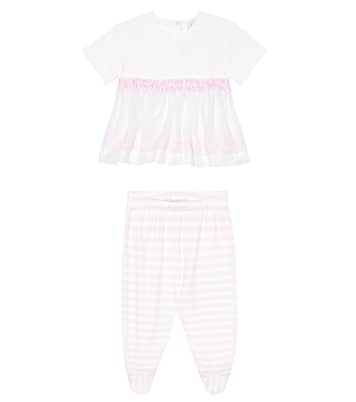 Baby cotton dress and pants set | Monnalisa