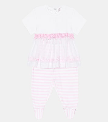 Baby cotton dress and pants set | Monnalisa