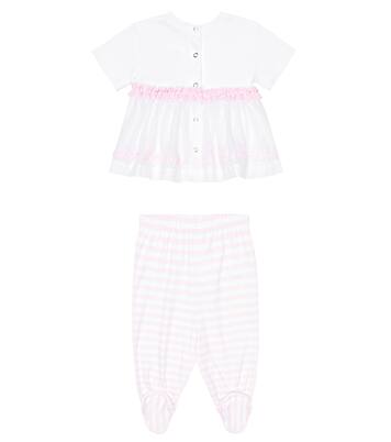 Baby cotton dress and pants set | Monnalisa