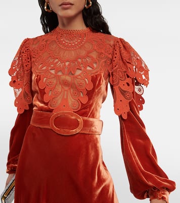 Robe longue en velours de soie mélangée | Costarellos