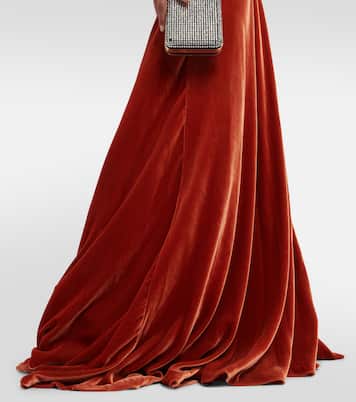 Robe longue en velours de soie mélangée | Costarellos