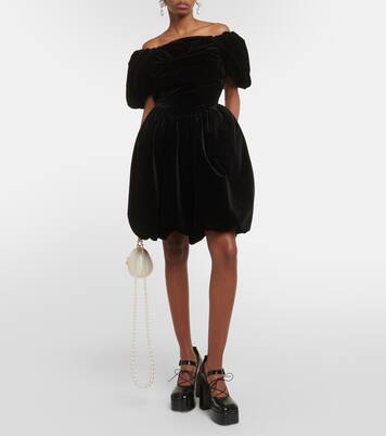 Off-shoulder velvet mini dress | Simone Rocha