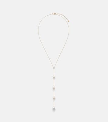 14kt gold necklace with diamonds and pearls | Mateo